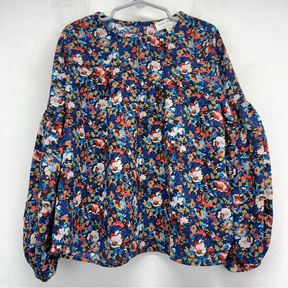 Mini Molly size 8 Youth Girls Multicolor Floral Long Puff Sleeve Top